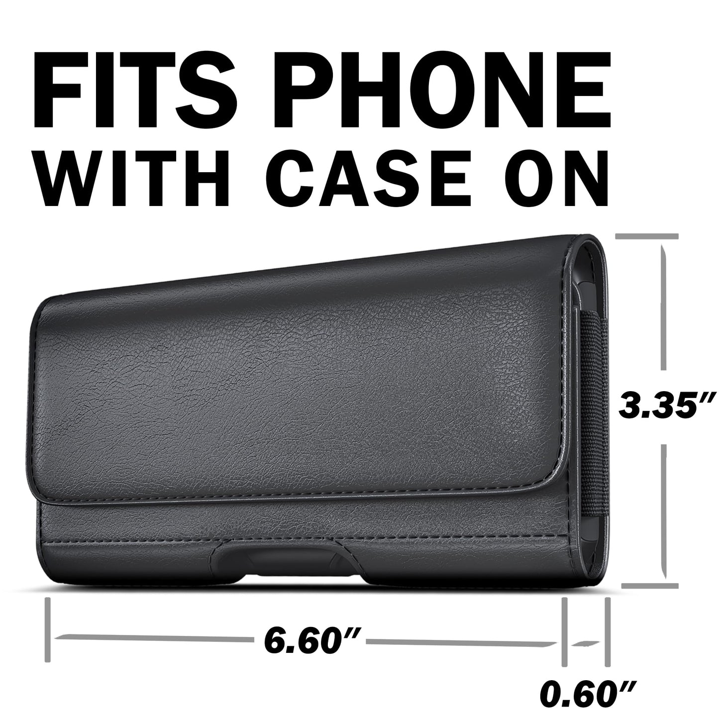 DeBin Cell Phone Case for iPhone Pro Max, Plus Models 16/15/14/13/12/11/Xs Max - Leather Belt Clip Holster with ID/Credit Card Pouch, Magnetic Closure - Black