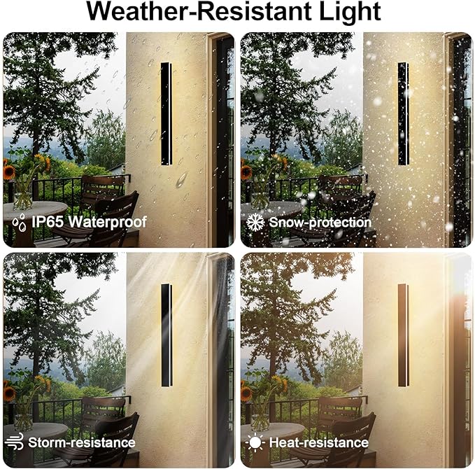 39inch Modern Outdoor Wall Lights, Black Exterior Light Fixtures Wall Mount, 3000K Porch Lights Wall Sconce, Long LED Linear Wall Lights Outside Lighting for Garage, Front Door