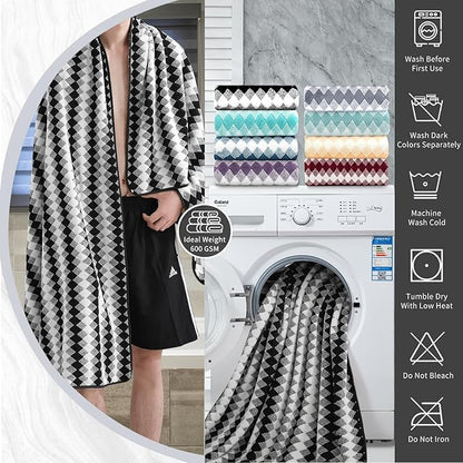 4 Piece Bath Towel Black Oversized Bath Sheet 35"x70" Bathroom Towel Extra