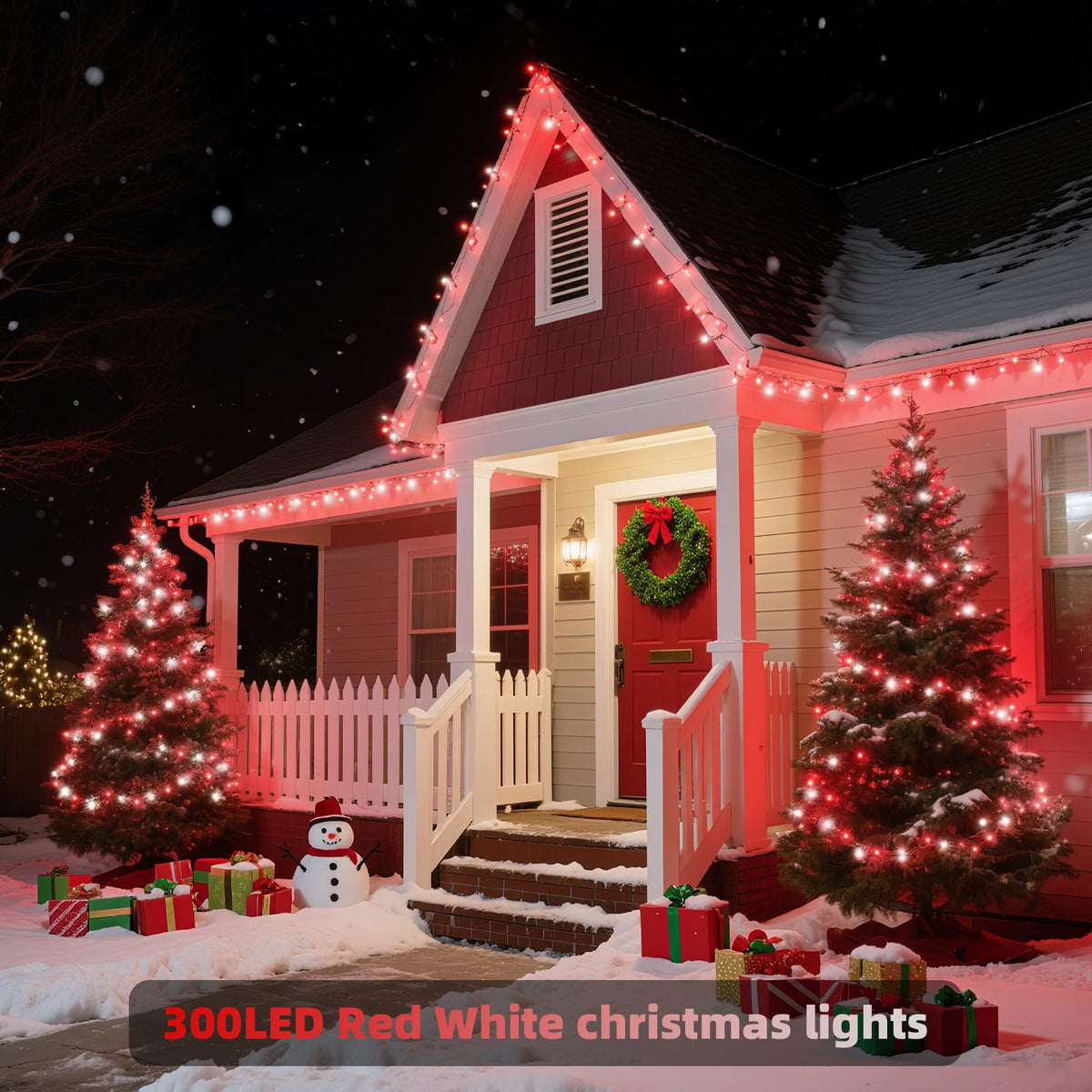 XTF2015 Christmas String Lights, 105ft 300 LED Christmas Lights 8 Modes Memory Function & Timer- UL Certified - Outdoor Indoor Christma s Fairy Lights for Tree, Garden, Party, Wedding(Red + White)
