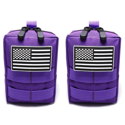 2 Pack Tactical Molle Pouches Small Molle Utility Pouch Small Tactical Accessory Bag Belt Pouches Vest Pouch Compact Water-Resistant EDC Pouch with Flag Patch (Purple)