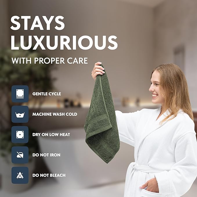 White Classic Luxury Forest Green Hand Towels