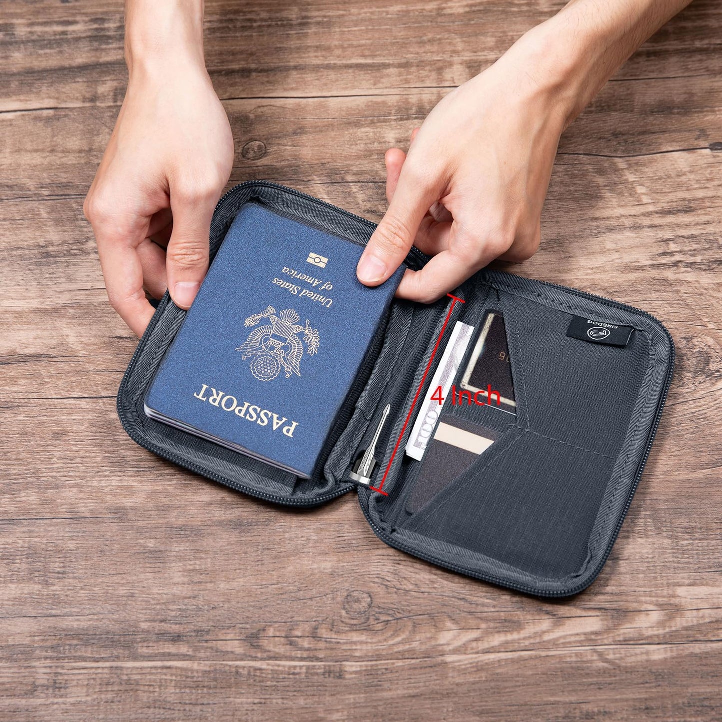 FIREDOG Passport Holder & Travel Wallet with RFID Blocking - Premium Document Organizer Case for Men and Women - Multiple Card Slots, Holds Passports, Cards, Tickets, ID, Cash Holder(Black)