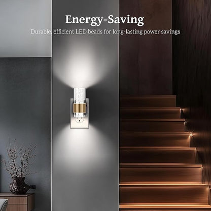 LED Night Lights Plug into Wall, Dimmable Night Light with Dusk to Dawn Sensor, Adjustable Brightness, Plug in Nightlight for Bathroom, Bedroom, Hallway, 2 Pack