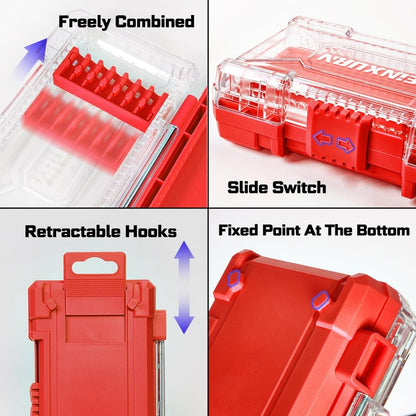 Geinxurn 1Pc Red Storage Box Case, small parts box with detachable divider, Screwdriver Bit Set Box