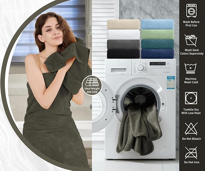 8 Piece Bathroom Towel Set Brown |2 Oversized Large Bath Towels Sheet, 2 Hand