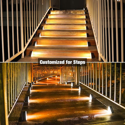 VOLISUN Solar Step Lights for Outside, Solar Stair Lights Outdoor Waterproof IP67, LED Outdoor Step Light, 80 Lumen, Deck Light for Outside Step, Front Porch and Patio(Black,6 Pack)