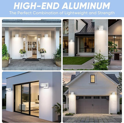 Motion Sensor Outdoor Lights with 3000K/4000K/5000K Adjustable, Aluminum White LED Outdoor Wall Sconce, Modern Outside Exterior Lighting Fixtures for Porch,House, Doorway, Garage,Front