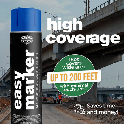 Fox Valley Easy Marker Inverted Marking Spray Paint, Blue APWA - 18 oz (Pack of 3), Upside Down Marking Paint for Grass & Tree Marking, Parking Lot, Quick Drying & Durable