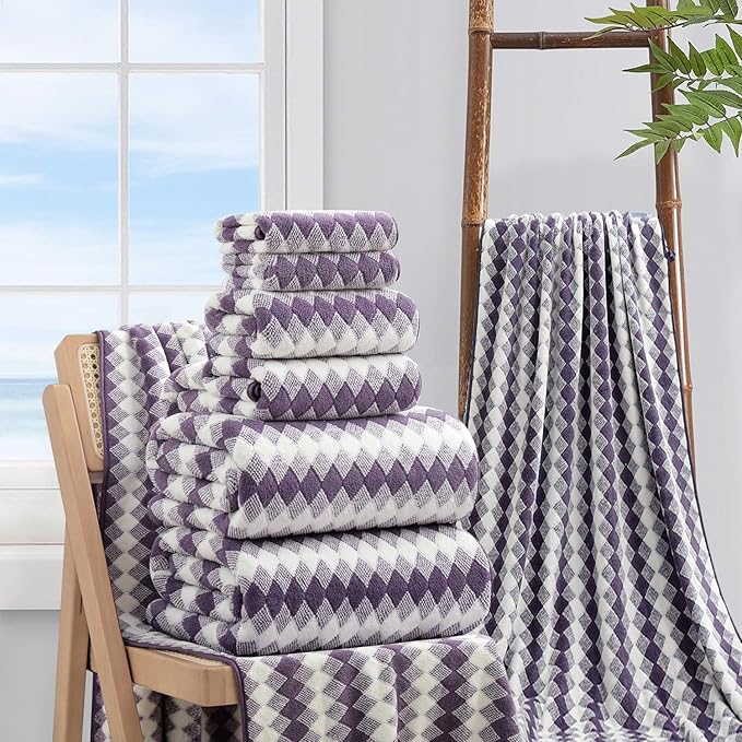 8 Piece Bathroom Towel Set |2 Oversized Bath Towels, 2 Hand Towels, 4