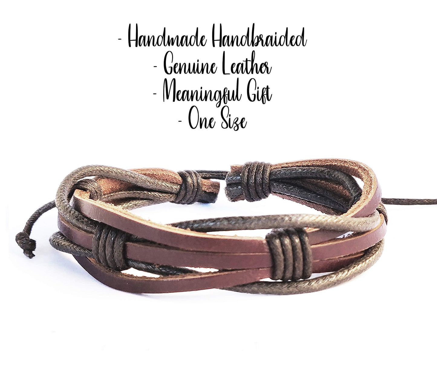 BeGenuine Store Mens Leather Bracelet Braided Brown Rustic Gift For Dad Fathers Day Cuff Wrist Band Rope Bracelet for Guys