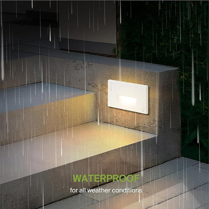ASD LED Recessed Step Light Fixture, Outdoor & Indoor Stair Tread Lighting | 3CCT, Dimmable, Waterproof, ETL Listed | 3W 120LM 3000K-5000K 120V | Staircase Hardwired Illumination | White, 24 Pack
