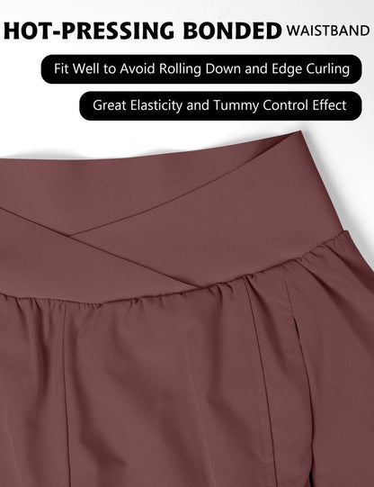 Blooming Jelly Women's Workout Shorts Athletic Running Casual Summer Quick Dry Gym Active Shorts with Zipper Pocket (Maroon,Large)