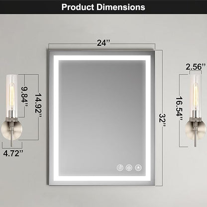 Brushed Nickel Bathroom Vanity Light, Wall Sconces Set of 2 with Knurled Texture, Chrome Silver Wall Lamps with Clear Glass Shade, Modern Industrial Bathroom Lighting Fixtures Over Mirror