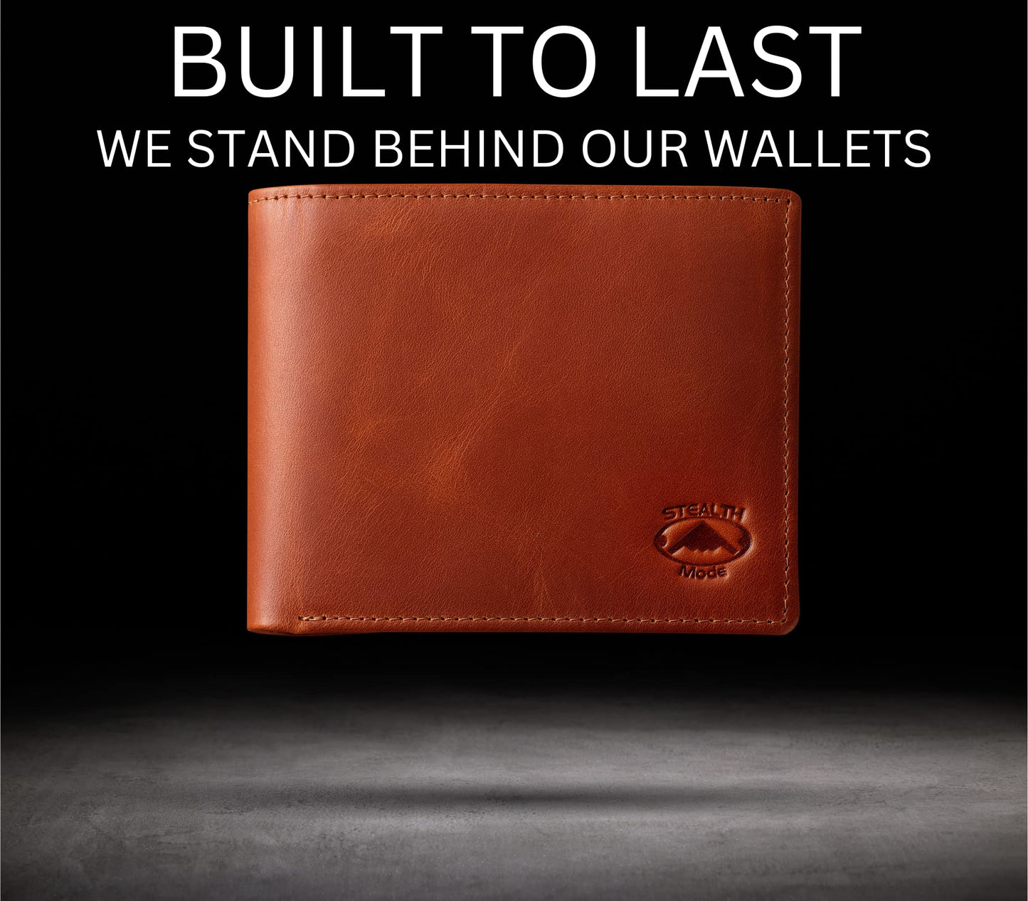 Stealth Mode Leather Bifold Wallet for Men With ID Window and RFID Blocking (Beige)