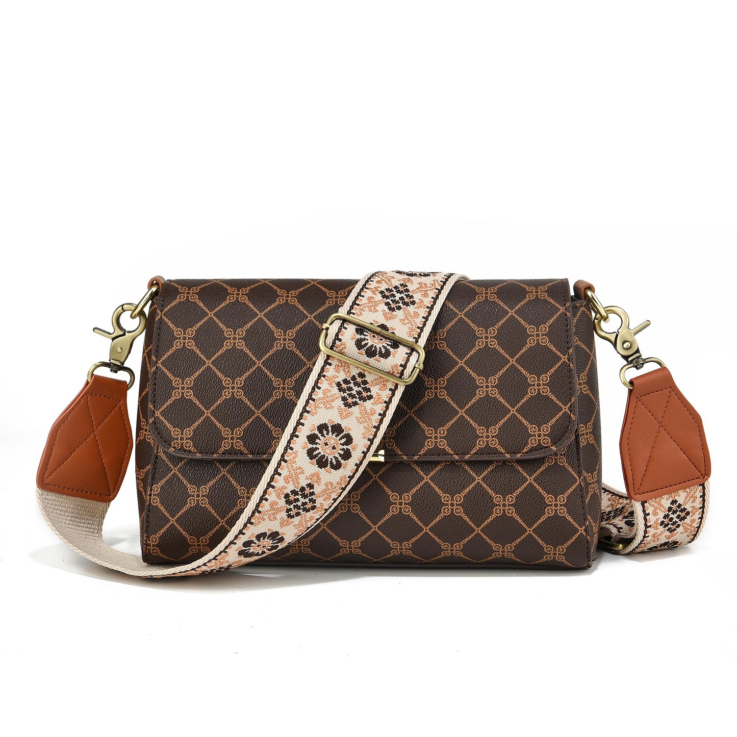 Purse Strap,2" Leather End Shoulder Strap Adjustable Replacement,Retro Jacquard Multi-pattern Crossbody Bag Straps