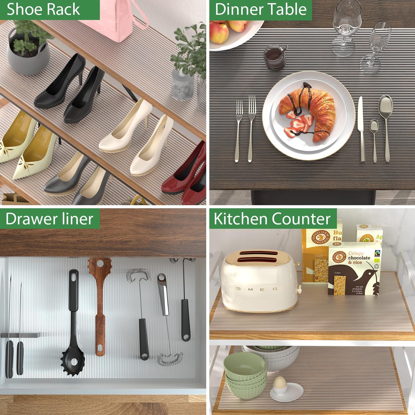 Anoak Cabinet Liner, Non Adhesive, Washable 16 Inch x 20 FT(240 Inch) Waterproof Durable Non-Slip Shelf Liner for Kitchen, Drawer, Refrigerator