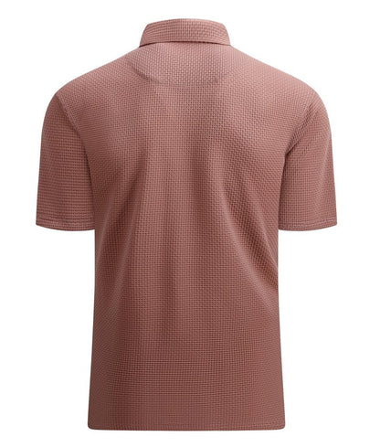 Alex Vando Mens Bubble Jacquard Polo Shirt Super Stretch Short Sleeve Polo Shirts for Men,Coffee,L