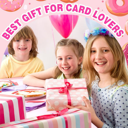9 Pocket Card Binder 900 Card Holder Album, Pink Donut Trading Cards Holder Zipper Binder for Girl Teen Collection (Choco Donut, 900 Pocket)