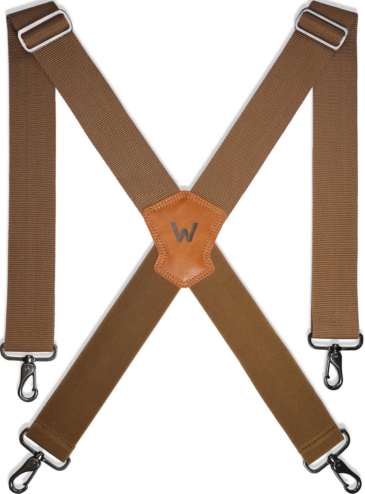 WELKINLAND Khaki 2Inch-Wide Suspenders, Heavy-Duty Work Suspenders Men, Big And Tall Suspenders Men for Pants, Mens Suspender Hooks Belt Loop For Jeans