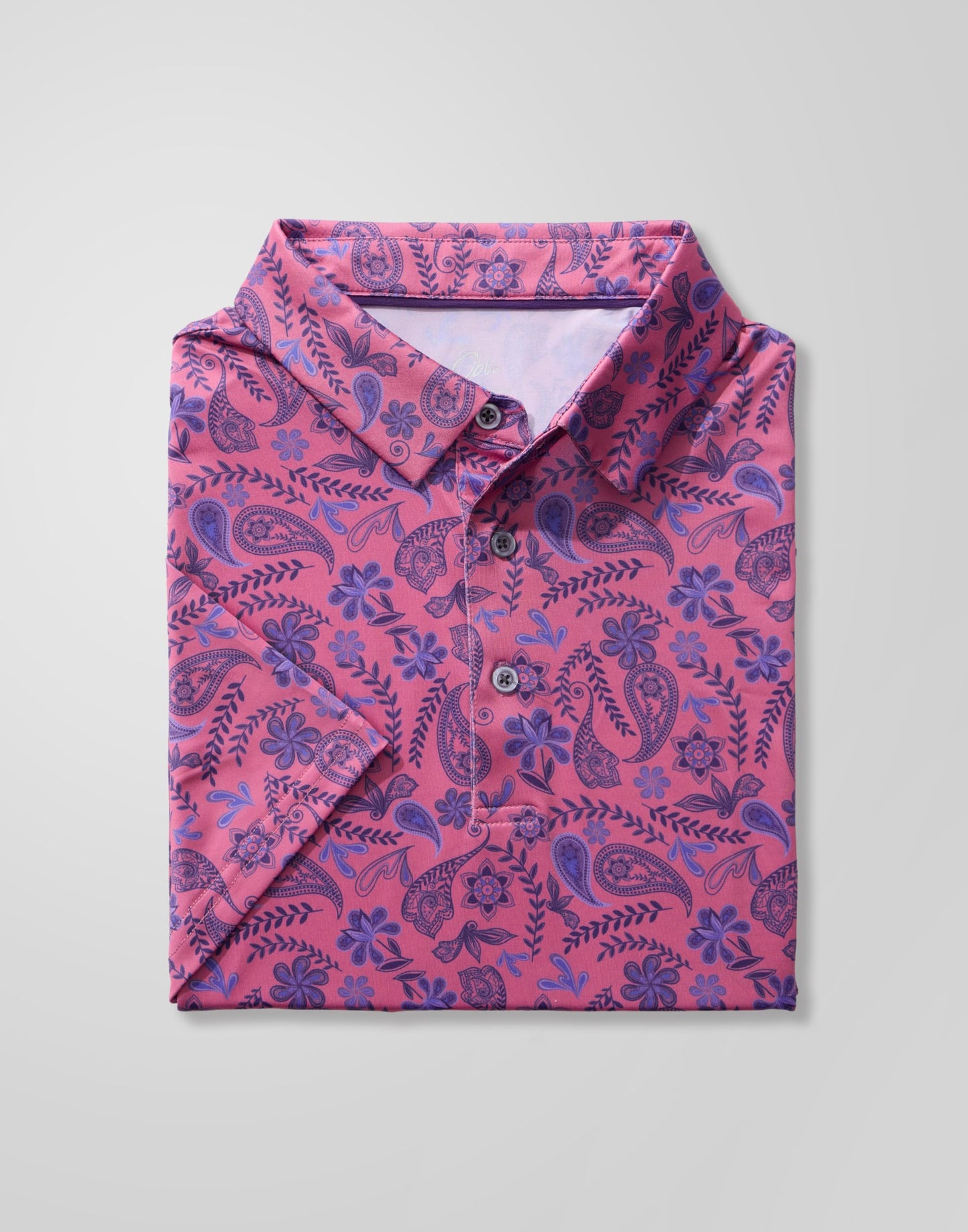Obla Mens Golf Polo Shirts Short Sleeve Dry Fit Performance Moisture Wicking Casual Print Collared Golf Shirts for Men(Blue Paisley_L)