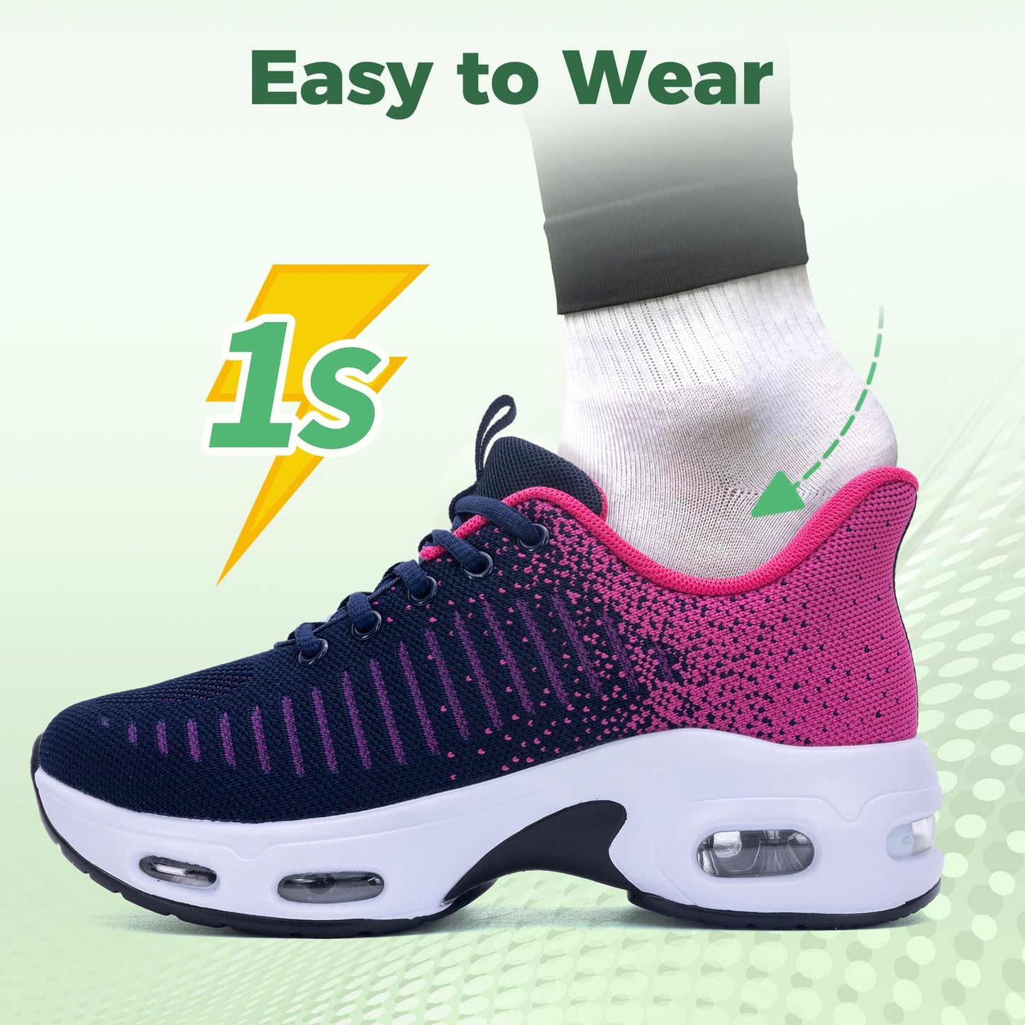 Women's Sneakers Slip on Walking Tennis Shoes Easy to Wear RoseBlue US 7