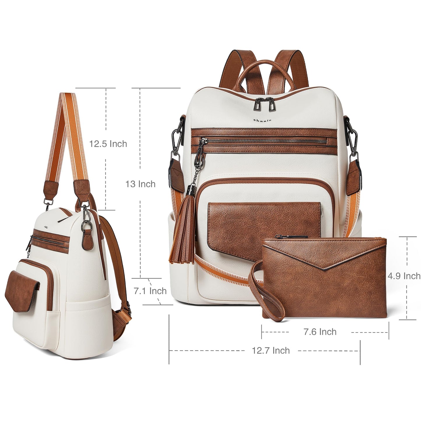 Shrrie Backpack Purse for Women Travel Faux Leather Fashion Backpack for Women,Convertible Crossbody Shoulder Bag for Ladies with Adjustable Strap for Work College