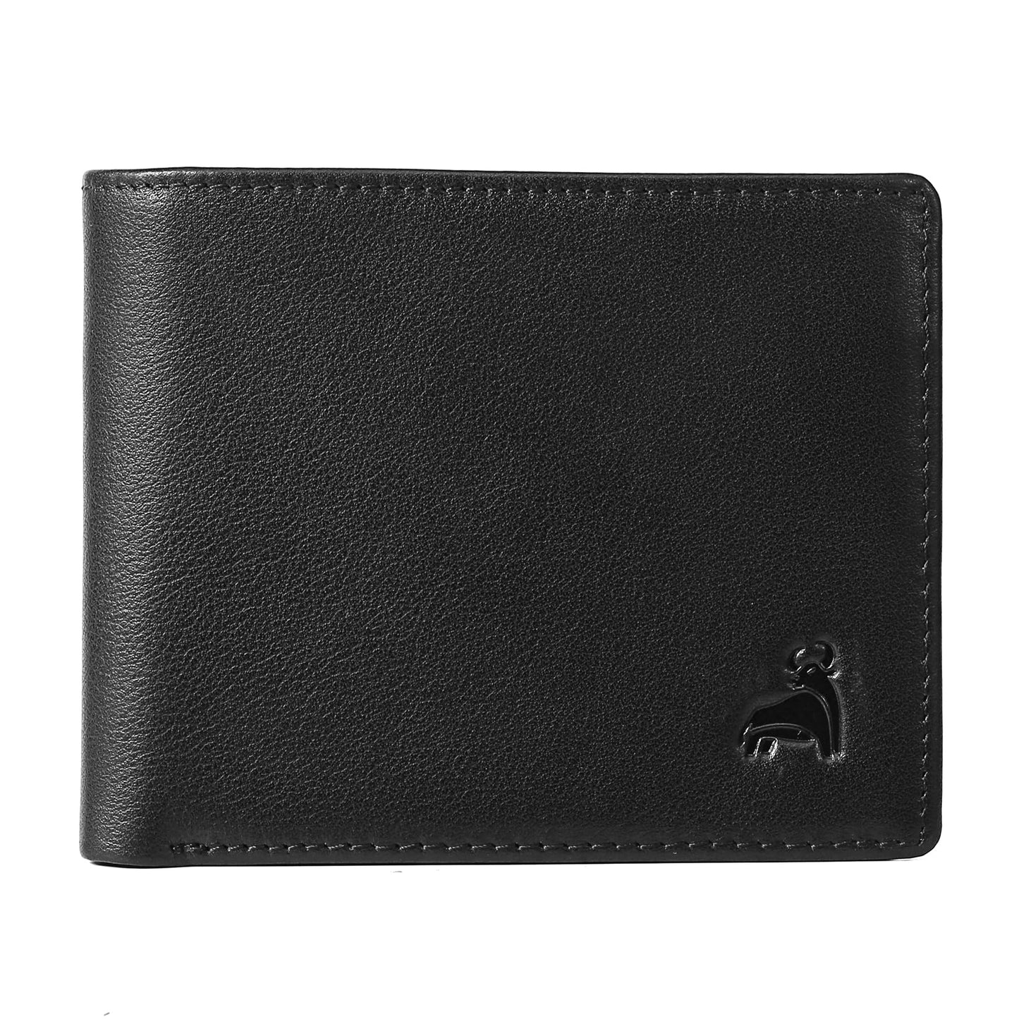 CALFART Slim RFID Blocking Leather Wallet for Men, Front Pocket Bifold Wallet with Zipper Coin Pocket and 2 ID Windows, Credit Card Holder