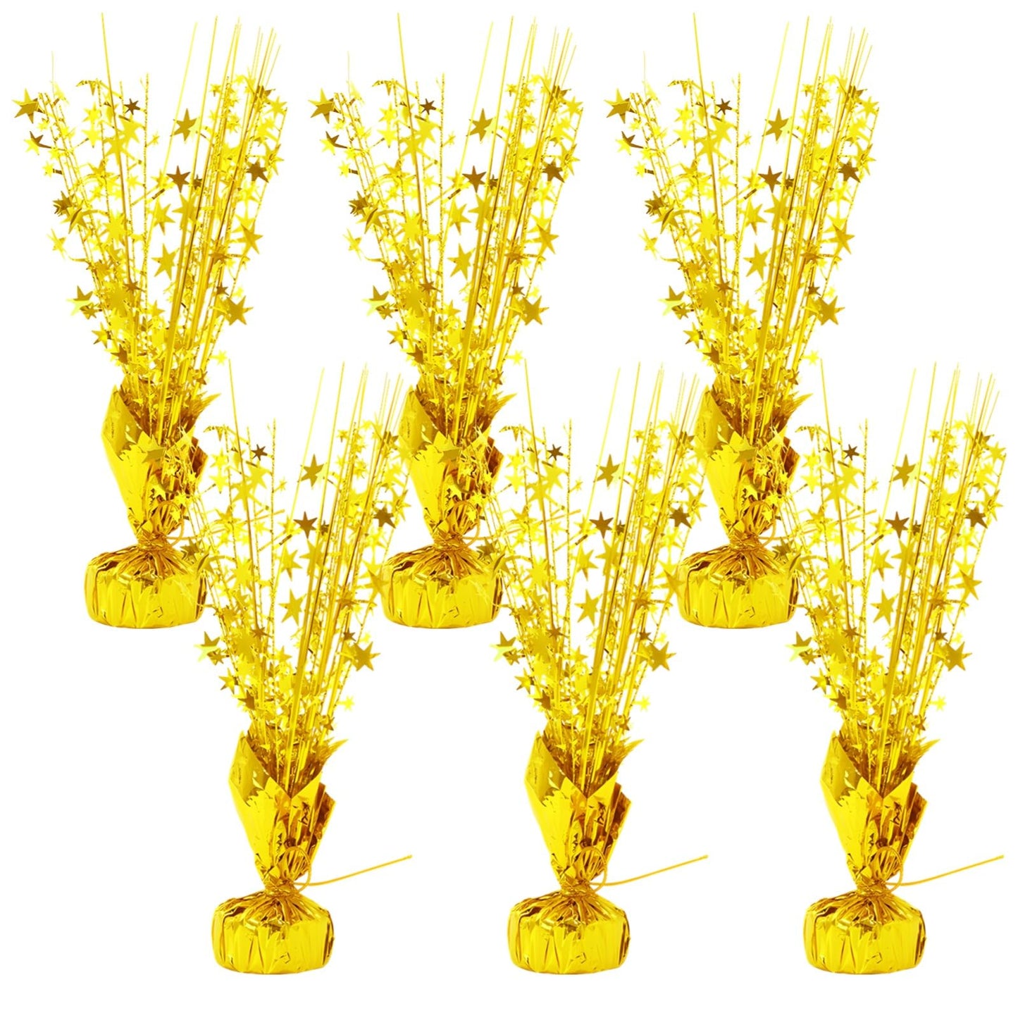 Metallic Foil Spray Centerpiece, 6 Pcs Gold Star Table Centerpieces, Shiny Party Decoration, Metallic Star Shaped Design, DIY Decor for Birthday Wedding Anniversary