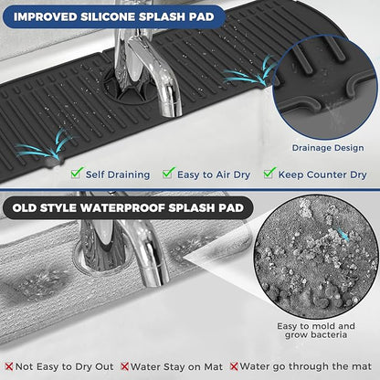 BFONS Silicone Faucet Handle Drip Catcher Tray, 24in x 5.55in