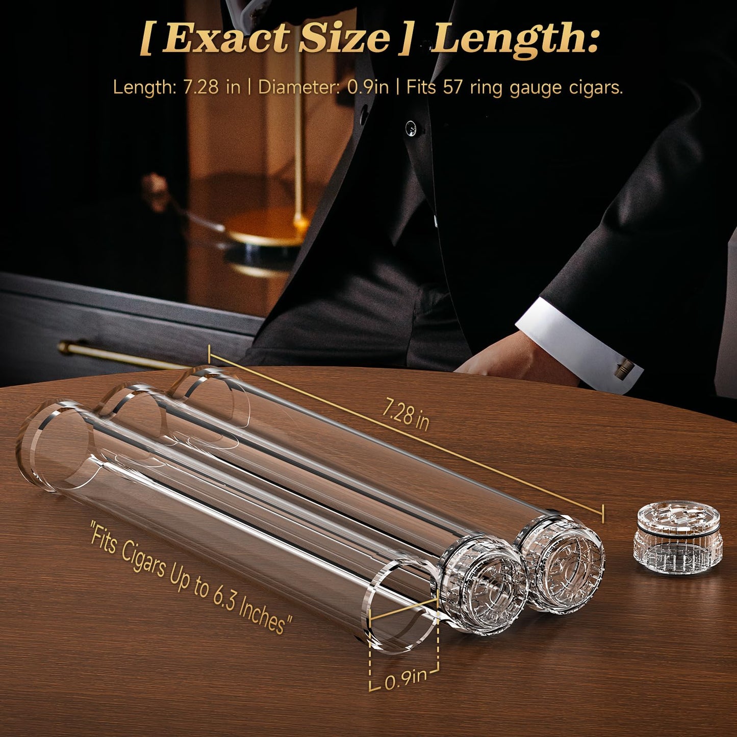 KEJIAR Cigar Tube, 3 Cigar Travel Cigar Case with Gel Cigar Humidifier and Airtight Silicone Seal, Cigar Case Gift for Men (2)