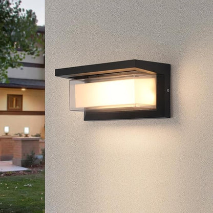 Outdoor Modern Wall Sconce Lights,15%-100% Dimmable Indoor Wall Light Fixtures,3000K/4000K/6500K Adjustable,24W Exterior Wall Lighting,Waterproof Outdoor Porch Light,2160LM Indoor Wall Sconce 1 Pack