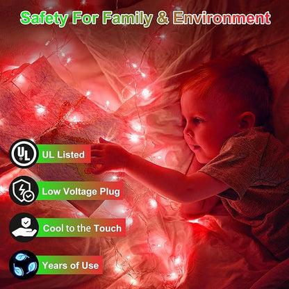 350LED Christmas Lights Indoor Outdoor, 90ft 12 Modes Red LED String Lights with Timer Dimmable, Waterproof Christmas Tree Lights for Xmas Patio Bedroom Yard Fence Balcony Garden Party Decor Red