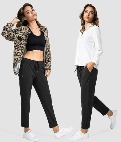G Gradual Women's Pants with Deep Pockets 7/8 Stretch Sweatpants for Women Athletic, Golf, Lounge, Work (Black, XX-Large)