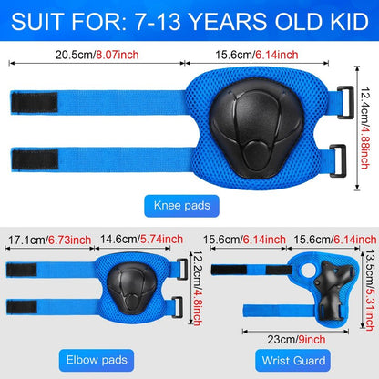 Kids Protective Gear Set Wemfg Knee Pads for Kids 7-13 Years Toddler Knee and Elbow Pads with Wrist Guards 3 in 1 for Skating Cycling Bike Rollerblading Scooter(Blue)