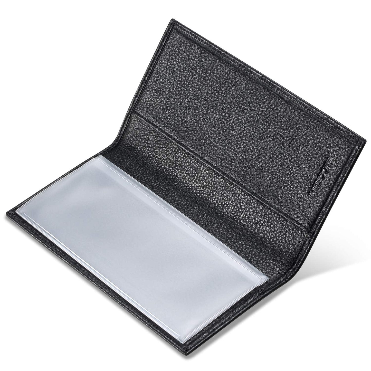 HISCOW Duplicate Checkbook Cover for Men & Women - Full Grain Leather (Pebbled Black)