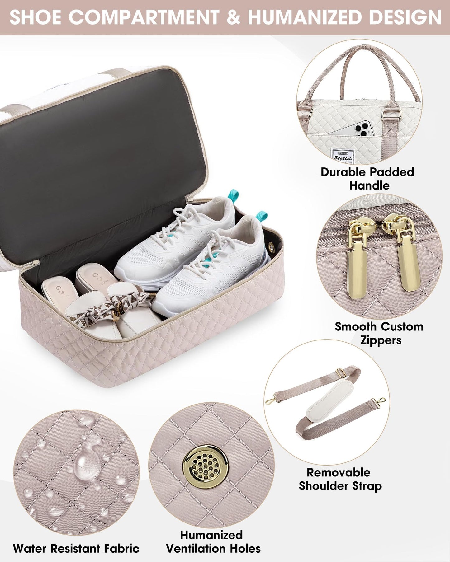 Weekender Bags for Women Travel Bag- Duffle Bag for Women with Shoe Compartment Carry On Overnight Bag with Toiletry Bag & Wet Pocket