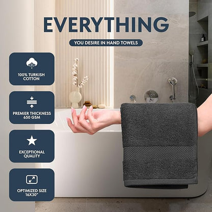 White Classic Luxury Dark Gray Hand Towels
