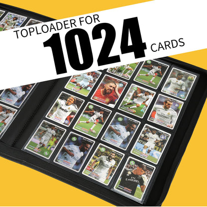 16 Pocket Ringless Side Loading Trading Card Binder, 1024 Cards PU Fixed Page Zipper Card Album for TCG Sports Game Cards, Not Fit Top Loaders (Marble Grey)