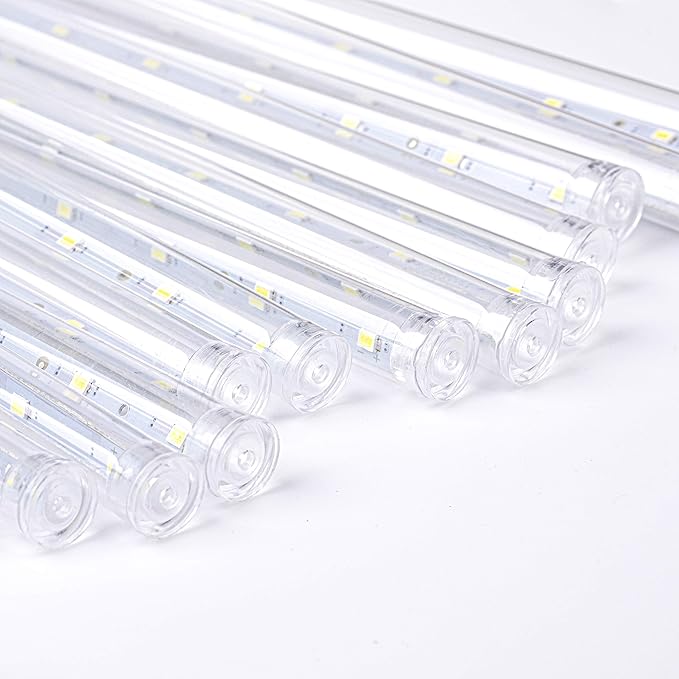 AWQ 16.9 Inch 10 Tubes Meteor Shower Lights 360LED Waterproof Falling Rain Drop Christmas Lights Plug in for Indoor & Outdoor Holiday Garden Tree Christmas Party Home Decor (Warm White)