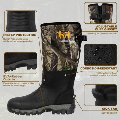 Hunthor Snake Boots for Men, Waterproof Hunting Boots, Insulated Rubber Boots, 6mm Neoprene Work Boots for Outdoor, Farming, Gardening and Fishing
