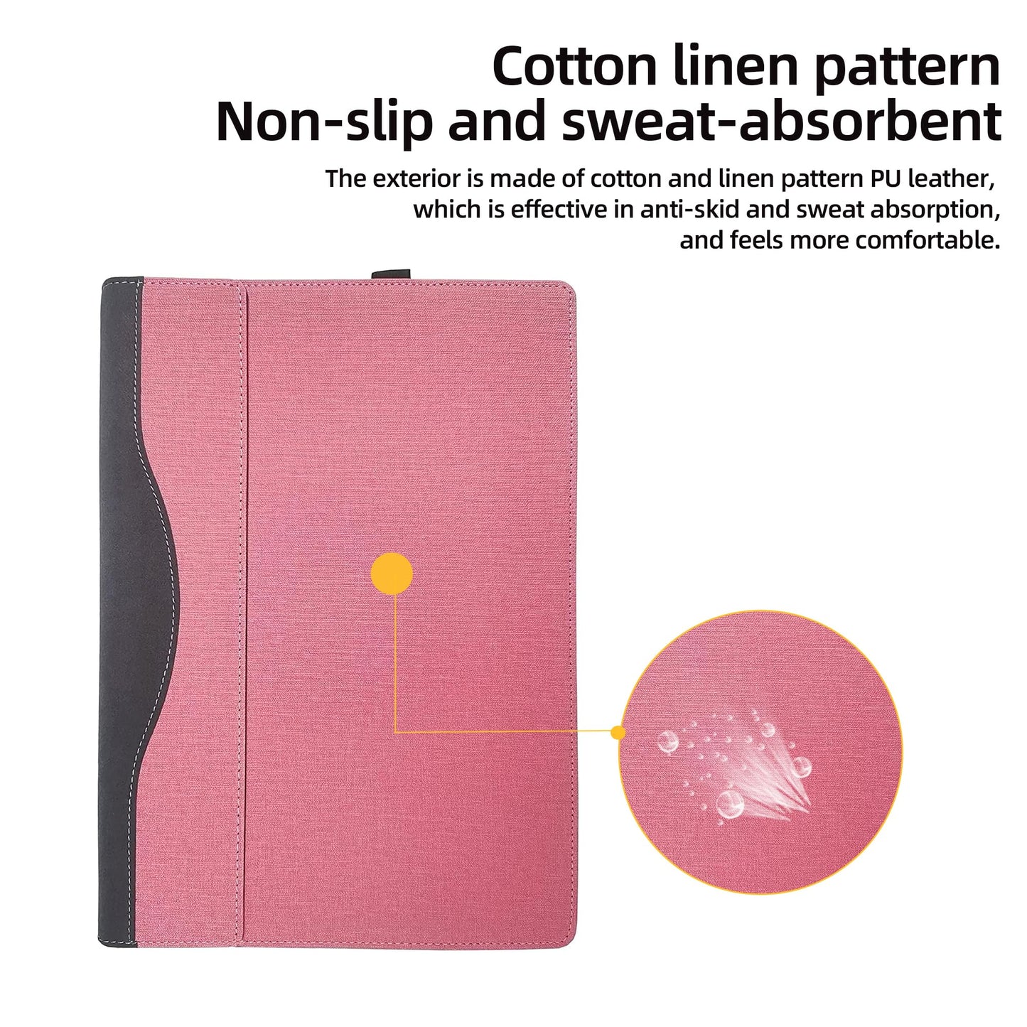 VEVOOD Laptop Case for DELL Latitude 5550 Laptop 2-in-1 |Latitude 5540 5530 5520 Laptop All Inclusive Drop Case 15.6" PU Leather Inside Pocket Cover (Pink)