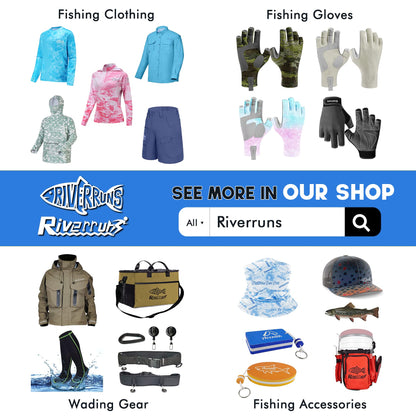 Riverruns UPF 50+ Men's Fishing Shirts Long Sleeve UV Protection Shirts Water-Repellent for Hiking, Fishing, Camping (Blue,Large)