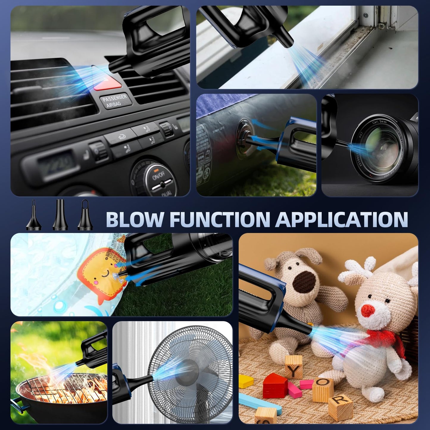 MONOZEL Car Vacuum Portable Cordless, 18000Pa 2 in 1 Vacuum Cleaner&Air Duster, 130W Brushless Motor Handheld Vacuum Cordless with 7800mAh Battery, LED Light, Multi-Nozzles for Car, Home, Office, Pet