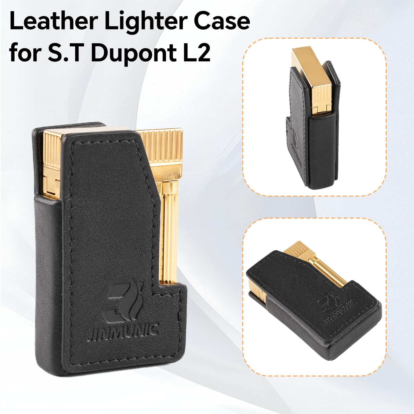 JINMUNIC Leather Lighter Case Cover Holder Sleeve Pouches for S.T Dupont Ligne 2 Lighter Accessories Small Gift Fathers Day for Men