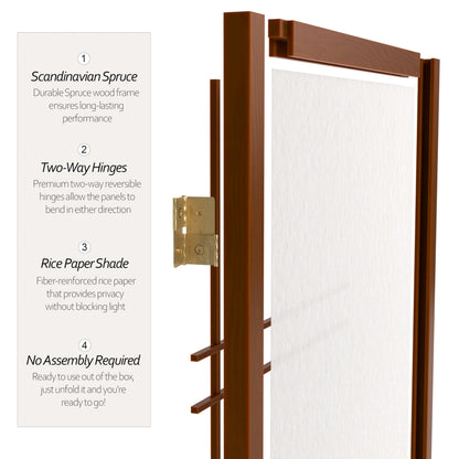 3 ft. Short Double Cross Shoji Screen - Walnut - 3 Panels