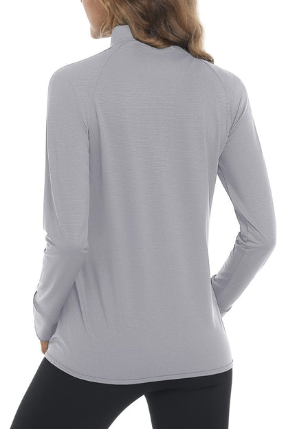 MAGCOMSEN Lightweight Jacket for Women UV Protection Long Sleeve Shirts Quick Dry Running Hiking Shirts Light Grey L