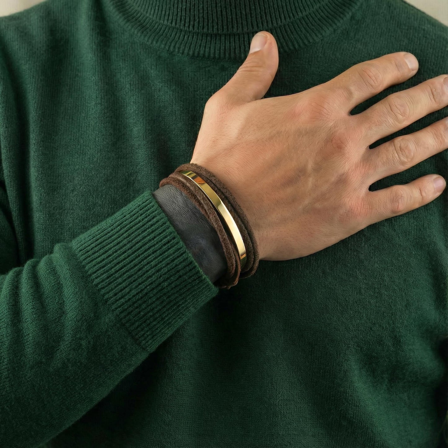 MONCLAVE Genuine Suede Leather Double Wrap Bracelet, Minimalist Unisex Wristband, Matte Finish Clasp, Premium Eco Friendly Gift Box Included