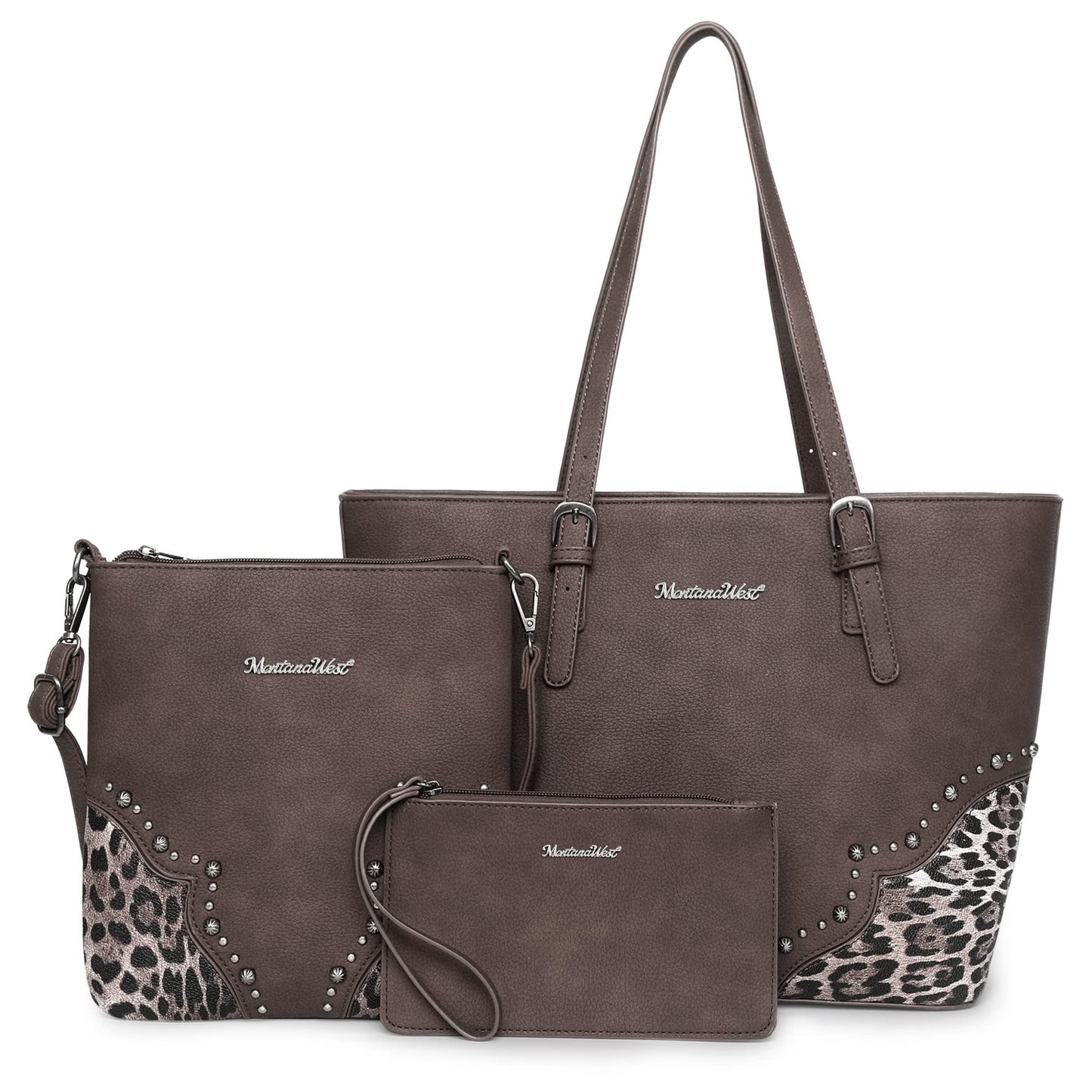 Montana West Purses and Handbags for Women 3pcs Hand Bags Tote Purse and Wallet Set Shoulder Satchel Bag for Women Leopard Print gifts MWC3-G058CF