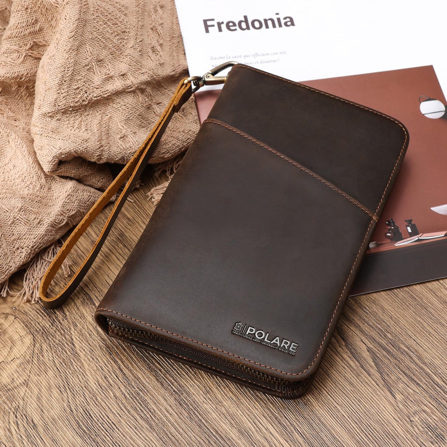 Polare Full Grain Leather Travel Passport Holder RFID Blocking Cover Case Travel Document Organizer Wallet Holders 2 Passports With YKK Zipper